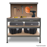 3-Layered Work Bench Garage Storage Table Tool Shop Shelf Silver - Close-Up Angle
