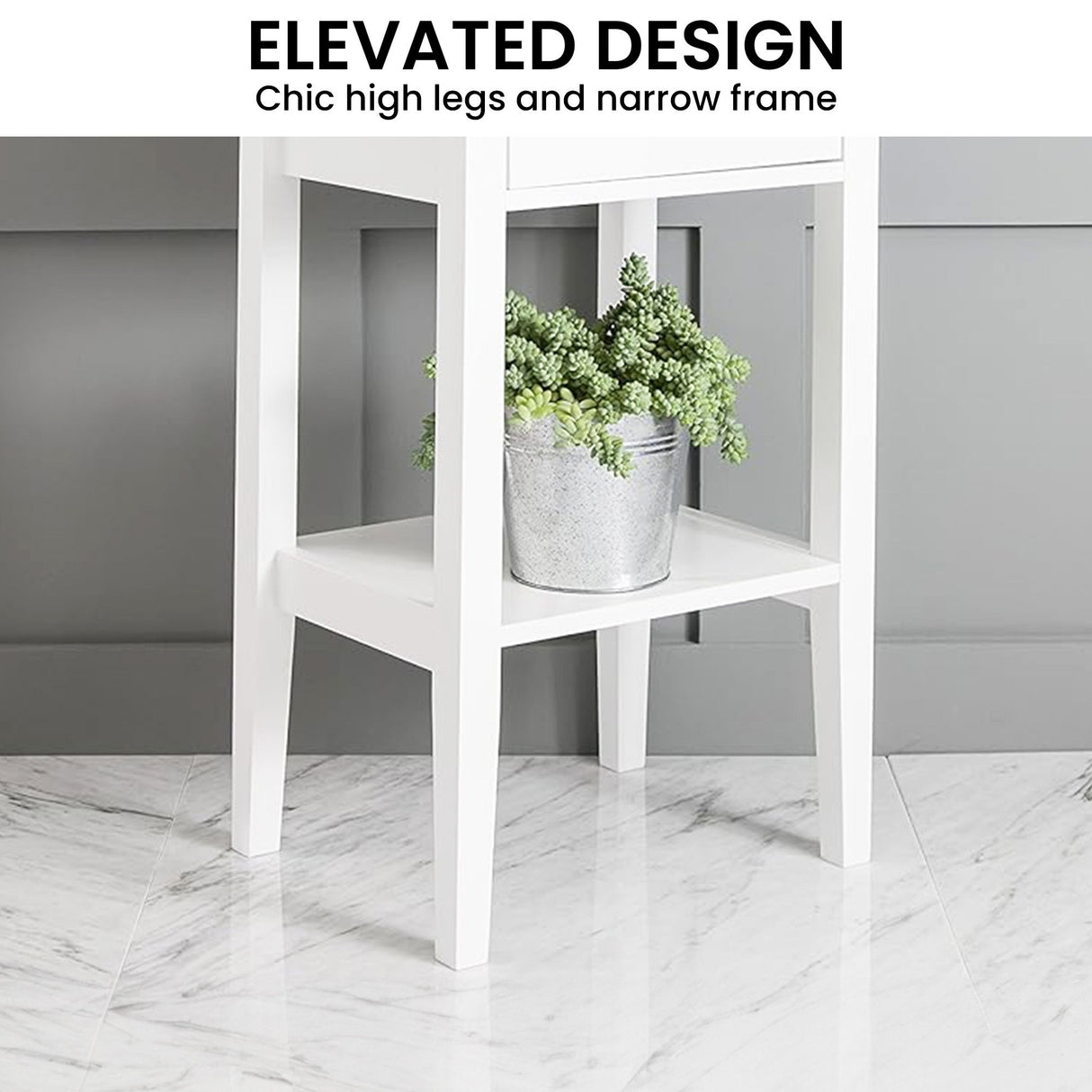 Sarantino Rue Bedside Table in White