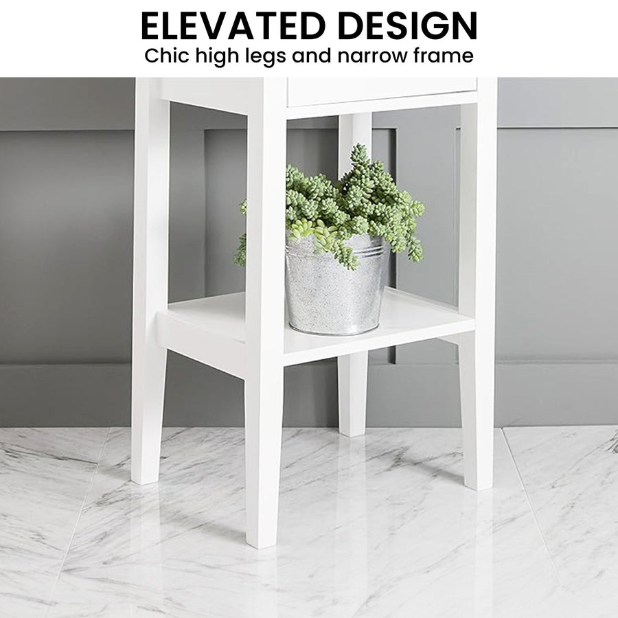 Sarantino Rue Bedside Table in White