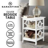 Sarantino Oliver 2-Tier Bedside Table - White - Extra Image