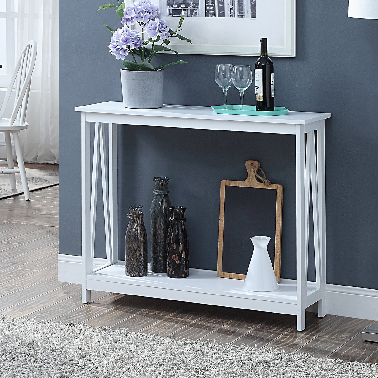 Sarantino Grace A-Frame Console Table in White