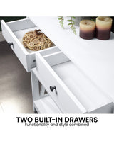 Sarantino Ezra Console Table in White - Close-Up Angle