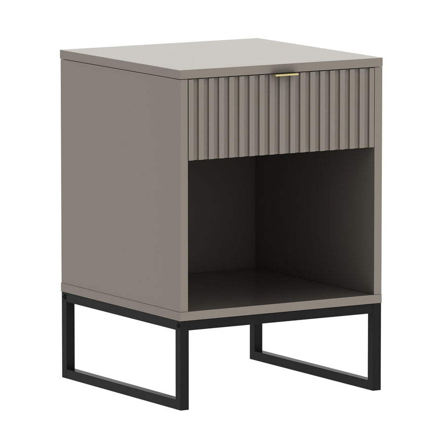 Sarantino Elton Fluted Bedside Table - Grey