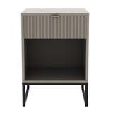 Sarantino Elton Fluted Bedside Table - Grey - Front View