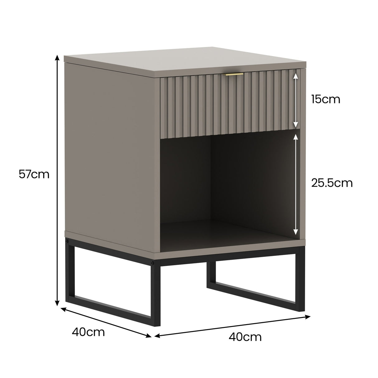 Sarantino Elton Fluted Bedside Table - Grey