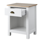 Sarantino Thea Bedside Table - White/Natural
