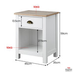 Sarantino Thea Bedside Table - White/Natural