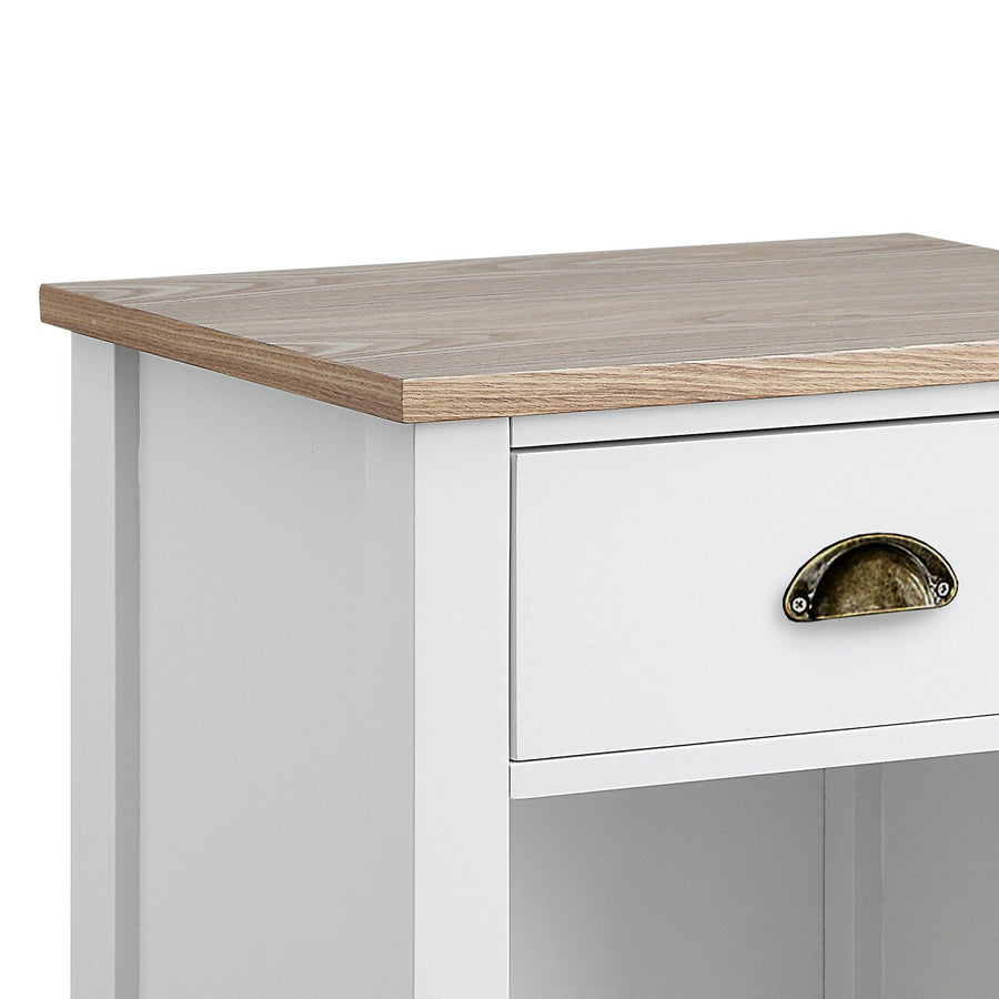 Sarantino Thea Bedside Table - White/Natural