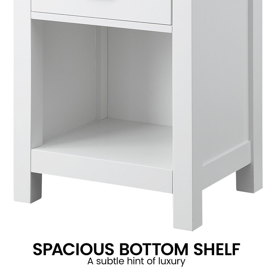 Sarantino Thea Bedside Table - White/Natural