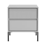 Sarantino Hans Fluted 2-Drawer Bedside Table - Grey