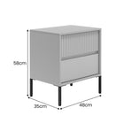 Sarantino Hans Fluted 2-Drawer Bedside Table - Grey