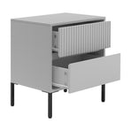 Sarantino Hans Fluted 2-Drawer Bedside Table - Grey