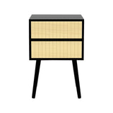 Sarantino Ivan Bedside Table Night Stand - Black/Natural - Front View