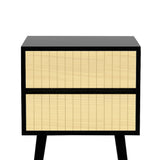 Sarantino Ivan Bedside Table Night Stand - Black/Natural - Top-Down View