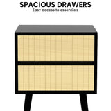 Sarantino Ivan Bedside Table Night Stand - Black/Natural