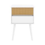 Sarantino Clio Bedside Table Night Stand - White/Natural