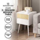 Sarantino Clio Bedside Table Night Stand - White/Natural - Extra Image