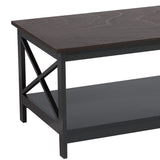 Sarantino Irene Black Cross Coffee Table - Top-Down View