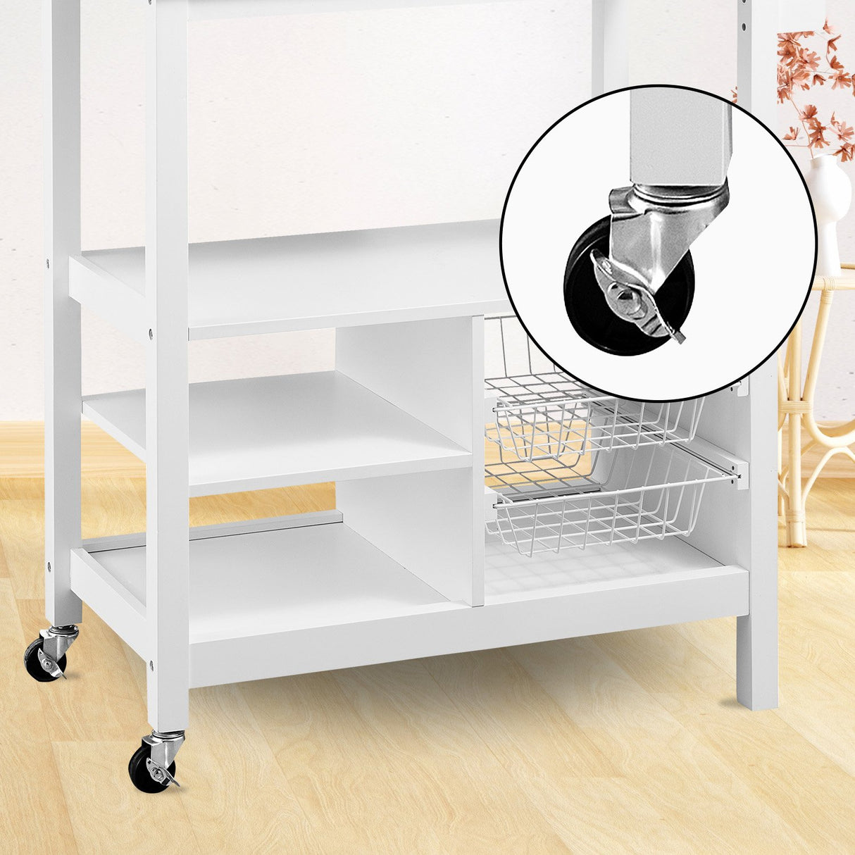 Sarantino Carina Wooden Kitchen Cart Microwave Stand