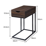 Sarantino C-Shaped Drawer Side Table - Front View