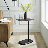 Sarantino Beveled Edge C-Shaped Side Table - Oak