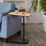 Sarantino Beveled Edge C-Shaped Side Table - Light Oak - Rear View
