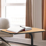 Sarantino Beveled Edge C-Shaped Side Table - Light Oak - Close-Up Angle