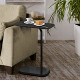 Sarantino Beveled Edge C-Shaped Side Table - Black - Close-Up Angle