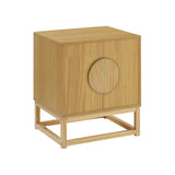 Sarantino Luca Bedside Table Split Door Night Stand - Natural - Extra Image
