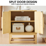Sarantino Luca Bedside Table Split Door Night Stand - Natural - Extra Image