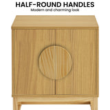 Sarantino Luca Bedside Table Split Door Night Stand - Natural - Extra Image