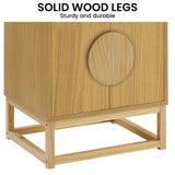 Sarantino Luca Bedside Table Split Door Night Stand - Natural - Extra Image