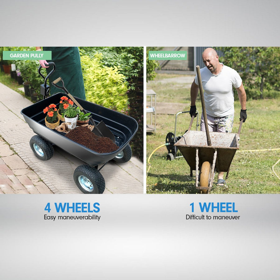 Garden Dump Cart Dumper Wagon Carrier Wheel Barrow 125L