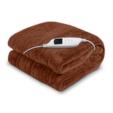 Laura Hill Heated Electric Blanket Throw Rug Coral Warm Fleece Brown - Extra Image