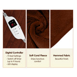 Laura Hill Heated Electric Blanket Throw Rug Coral Warm Fleece Brown - Extra Image