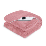 Laura Hill Heated Electric Blanket Throw Rug Coral Warm Fleece Pink - Extra Image