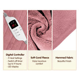 Laura Hill Heated Electric Blanket Throw Rug Coral Warm Fleece Pink - Extra Image