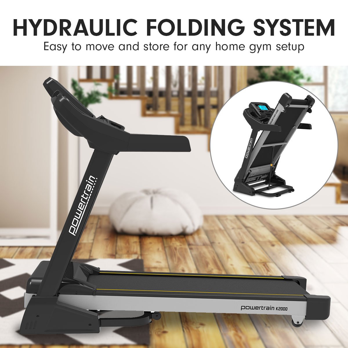 Powertrain 22km/h K2000 Treadmill Running Cardio Exercise w/ Fan & Auto Incline Speed