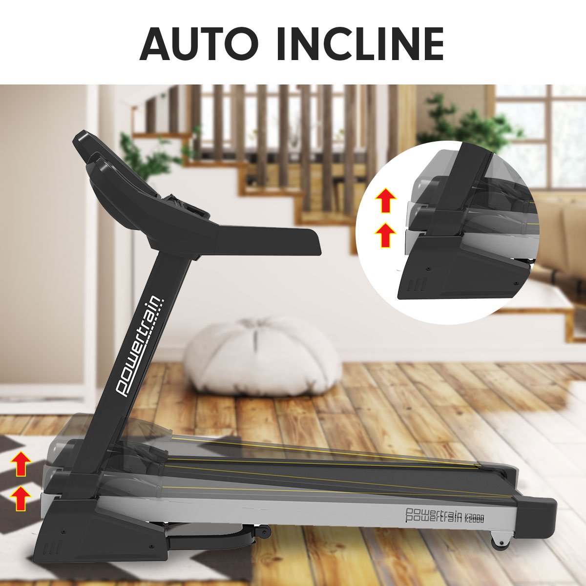 Powertrain 22km/h K2000 Treadmill Running Cardio Exercise w/ Fan & Auto Incline Speed