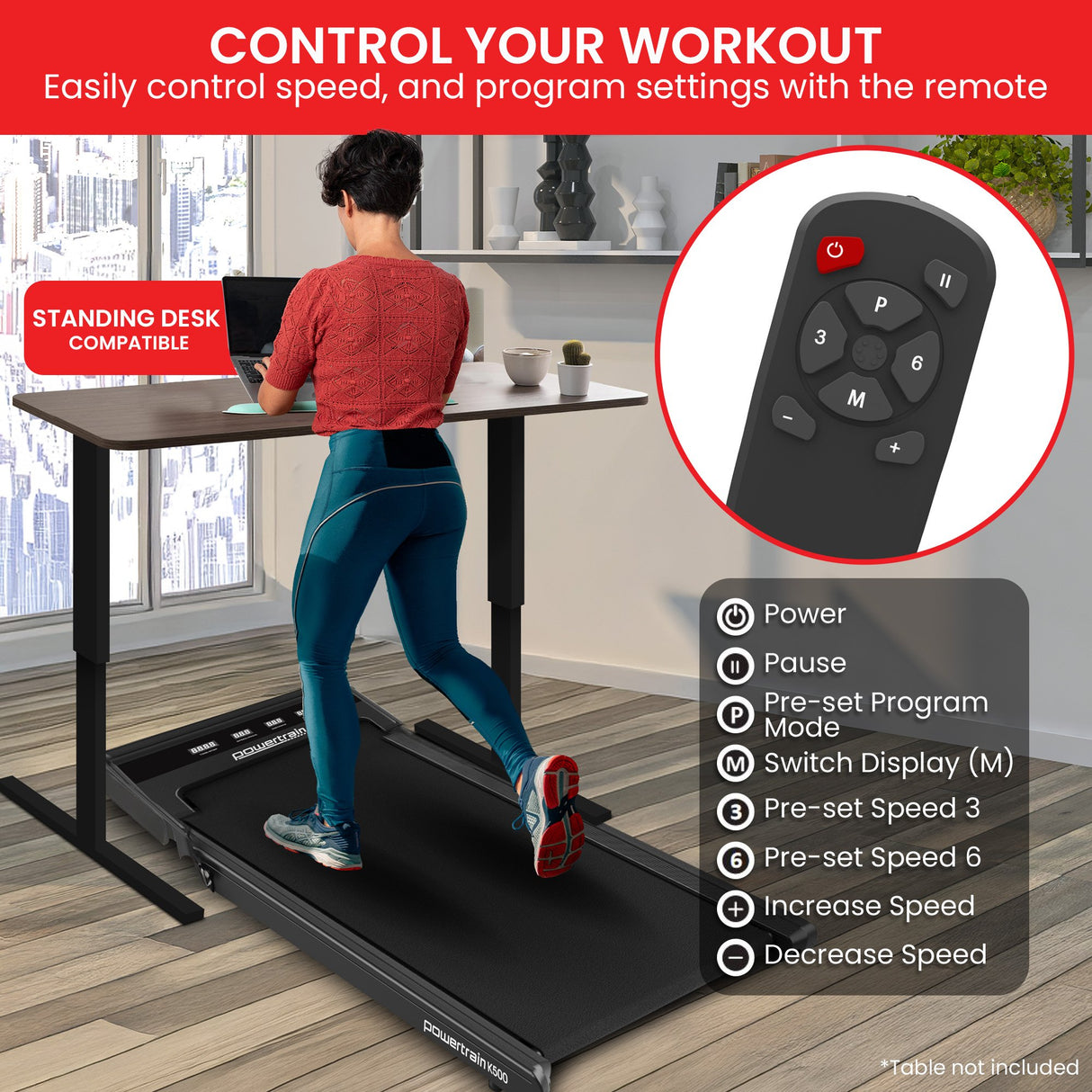 Powertrain K500 Walking Pad Treadmill 2 in 1 Foldable Walking & Running Machine w/2.5HP Motor D