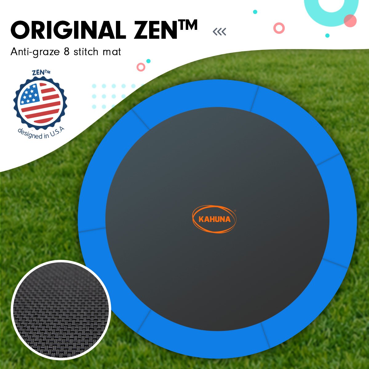 Kahuna 8 ft Outdoor Round Blue Trampoline for Kids and Children