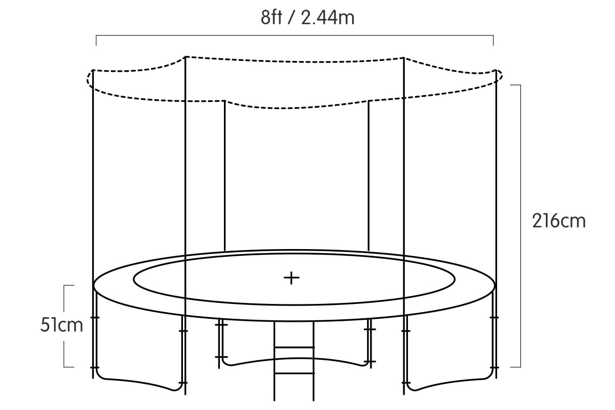 Kahuna 8 ft Round Spring Trampoline Free Safety Net Pad Basketball - Orange