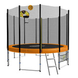 Kahuna 8 ft Round Spring Trampoline Free Safety Net Pad Basketball - Orange