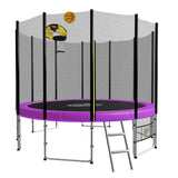 Kahuna Blizzard 8 ft Trampoline Green with Basketball Set Purple