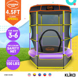 Kahuna Mini 4.5 ft Trampoline Yellow Purple - Front View