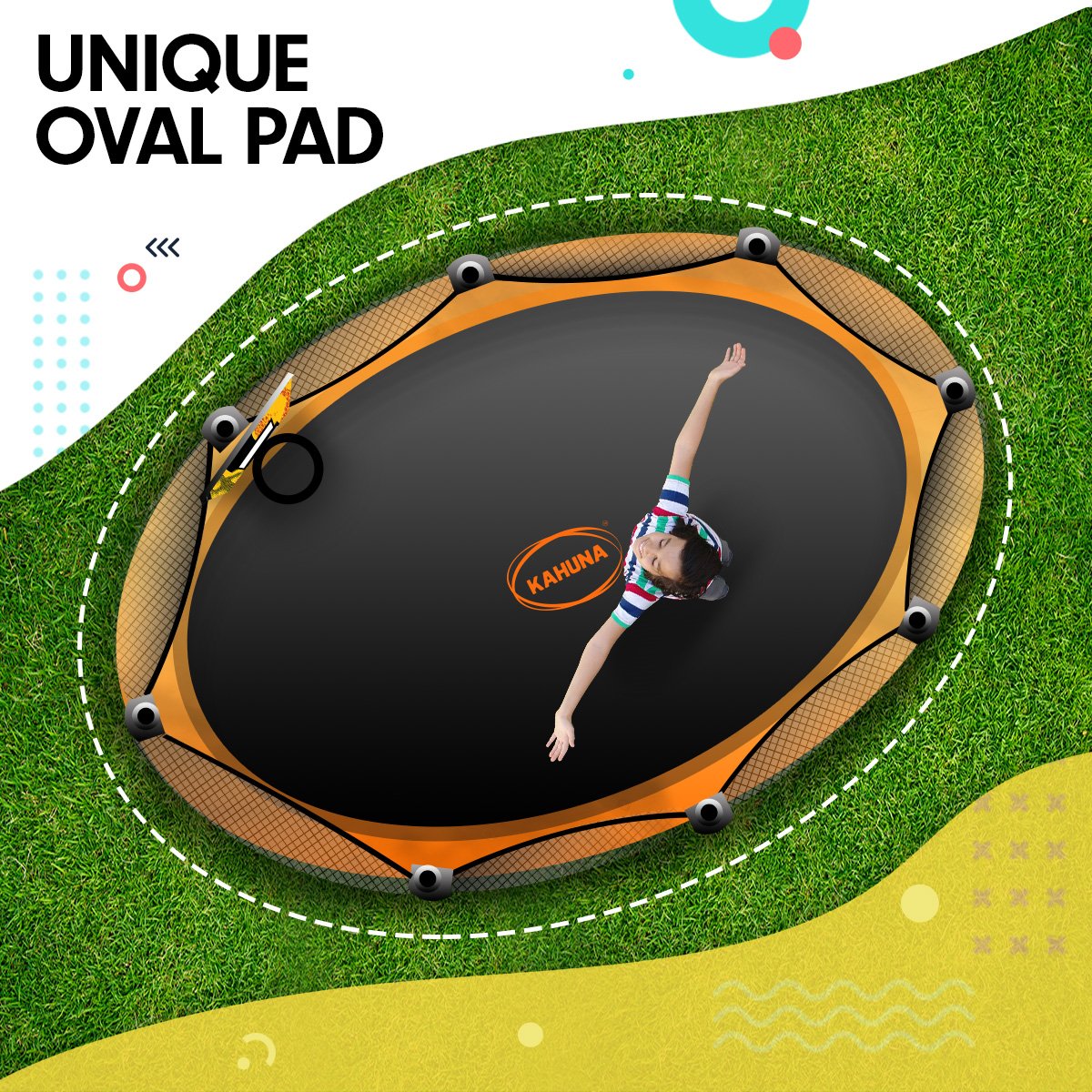 Kahuna Trampoline 8 ft x 14 ft Oval with Basketball Set - Orange