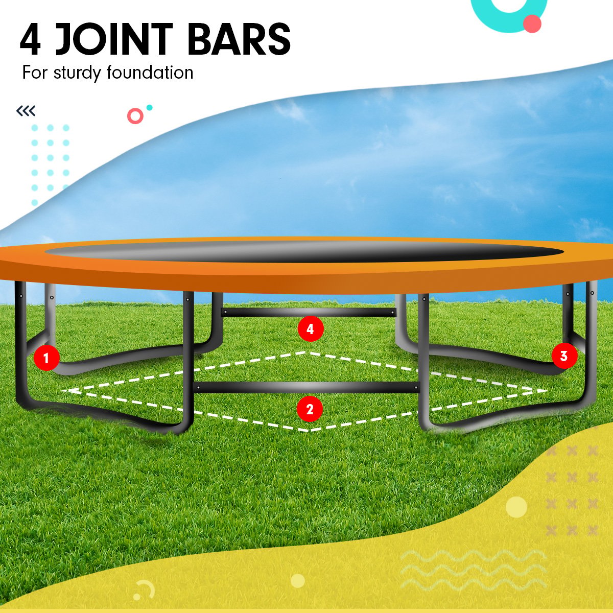 Kahuna Trampoline 8 ft x 14 ft Oval with Basketball Set - Orange