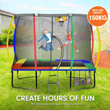 Kahuna Trampoline 6 ft x 9 ft Rectangular Outdoor Rainbow Basketball Set