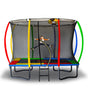 Kahuna Trampoline 8 ft x 11 ft Outdoor Rectangular Rainbow with Basketball Set