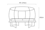 Kahuna Trampoline 6 ft x 9 ft Rectangular Outdoor Rainbow Basketball Set - Close-Up Angle